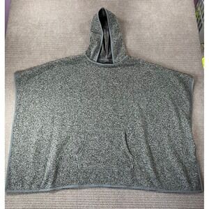Eddie Bauer Womens Quest Fleece Hooded Poncho Gray Marled Knit S/M NWOT